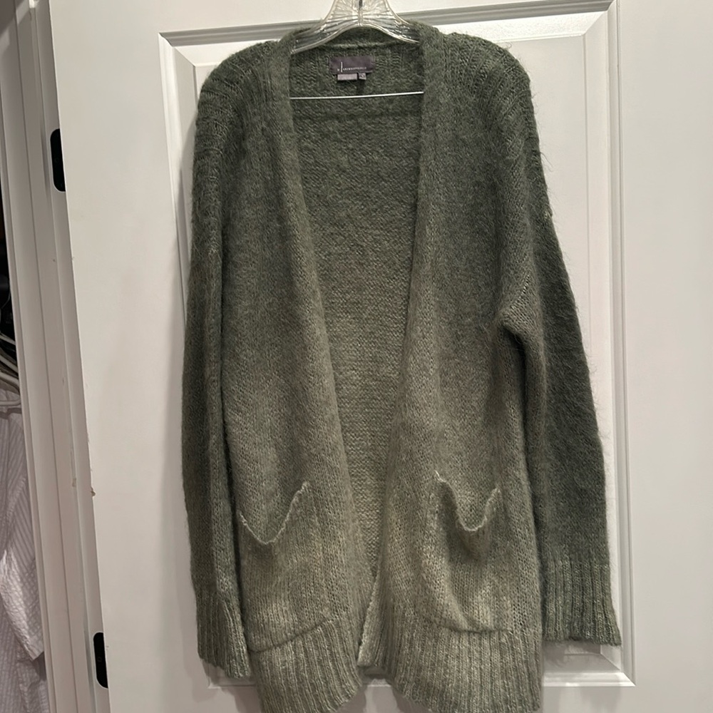 Anthropologie Green Angora Ombré cardigan sweater. Size Small